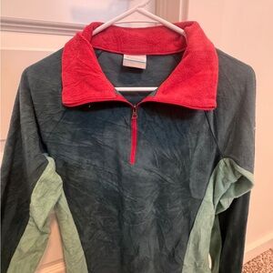 Columbia Red and Green Quarter-Zip Pullover